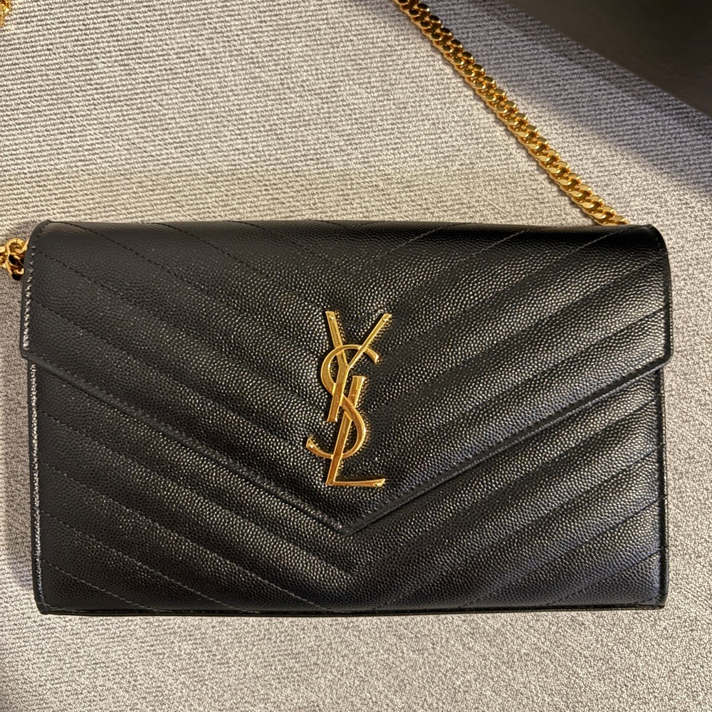 Saint Laurent Black Leather Chain Bag WOC